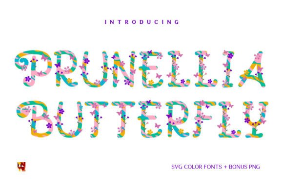Prunellia Butterfly Color Display Font for Playful Branding