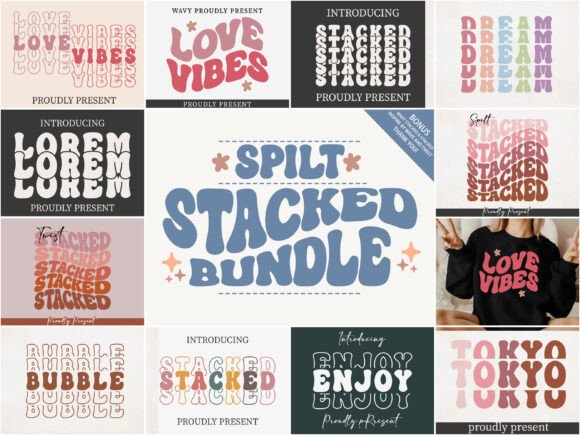 Spilt Stacked Bundle: A Groovy Stacked Display Font for Digital Campaigns
